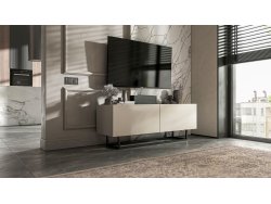 Stojąca Szafka RTV Loft Industrialna ENJOY Kaszmir Mat 120 cm na Czarnej Ramie | Meble Lindner