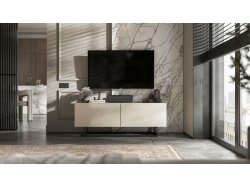 Stojąca Szafka RTV Loft Industrialna ENJOY Kaszmir Mat 120 cm na Czarnej Ramie | Meble Lindner