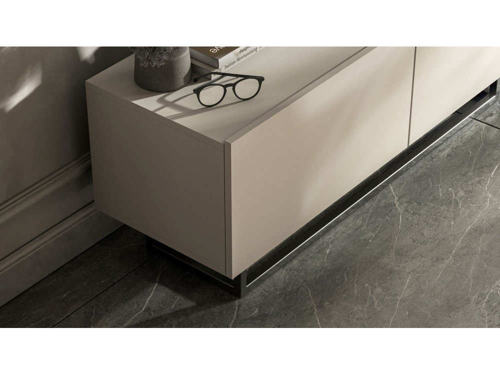 Stojąca Szafka RTV Loft Industrialna ENJOY Kaszmir Mat 120 cm na Czarnej Ramie | Meble Lindner
