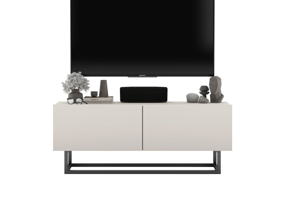 Stojąca Szafka RTV Loft Industrialna ENJOY Kaszmir Mat 120 cm na Czarnej Ramie | Meble Lindner