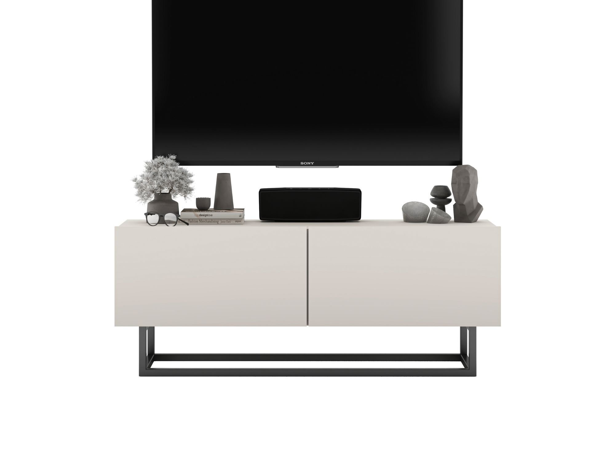 Stojąca Szafka RTV Loft Industrialna ENJOY Kaszmir Mat 120 cm na Czarnej Ramie | Meble Lindner