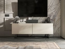 Stojąca Szafka RTV Loft Industrialna ENJOY Kaszmir Mat 120 cm na Czarnej Ramie | Meble Lindner