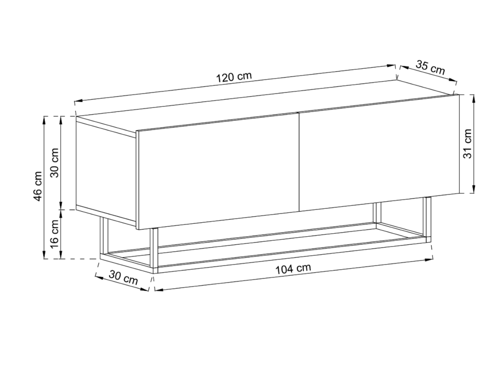 Stojąca Szafka RTV Loft Industrialna ENJOY Kaszmir Mat 120 cm na Czarnej Ramie | Meble Lindner