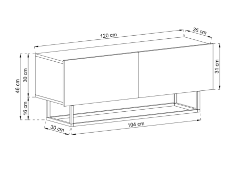 Stojąca Szafka RTV Loft Industrialna ENJOY Kaszmir Mat 120 cm na Czarnej Ramie | Meble Lindner