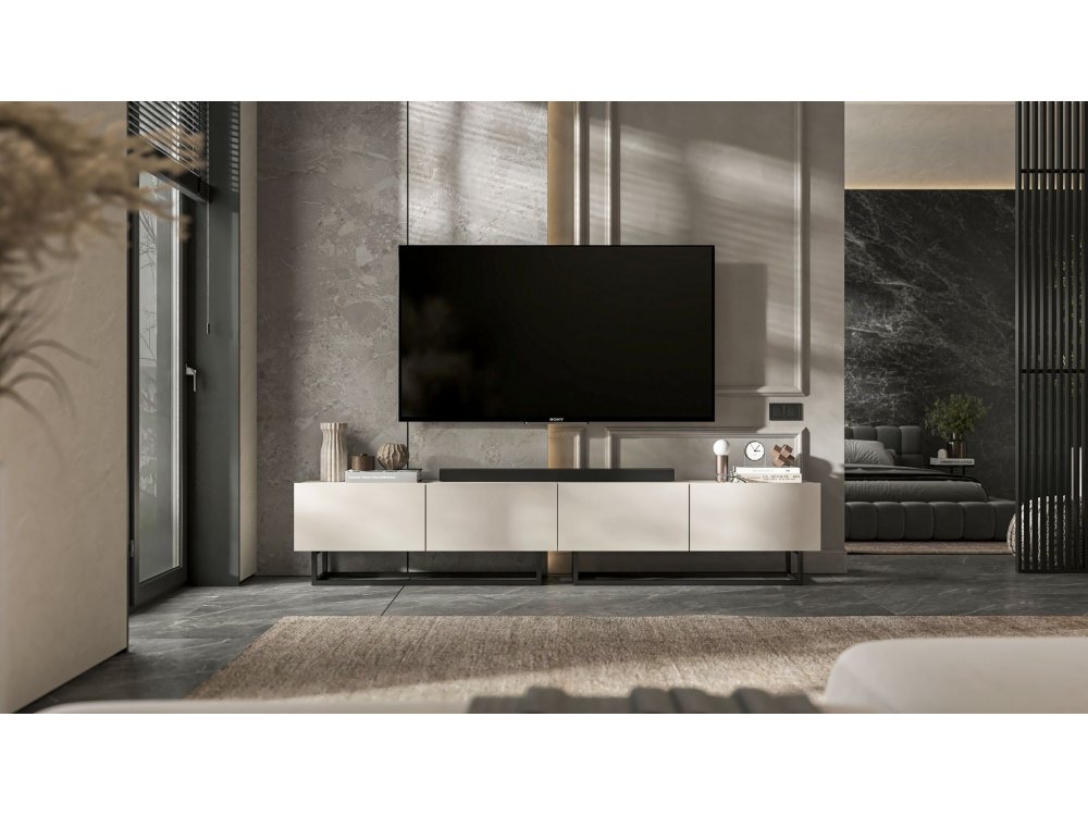 Stojąca Szafka RTV Loft Industrialna ENJOY Kaszmir Mat 120 cm na Czarnej Ramie | Meble Lindner