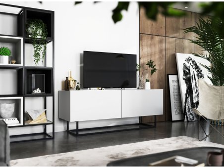 Szafka RTV ENJOY Biała 120 cm, Loft, ze Stelażem, Dobra Cena, Sklep Online | Meble Lindner2