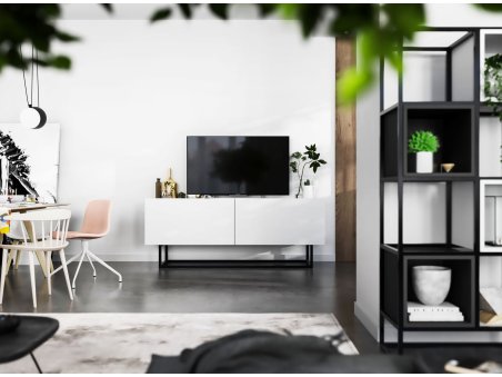 Szafka RTV ENJOY Biała 120 cm, Loft, ze Stelażem, Dobra Cena, Sklep Online | Meble Lindner3