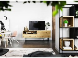 Szafka RTV ENJOY Loft Industrialna z Szufladą 120 cm, Stelaż, kolor Dąb Artisan, Dobra Cena | Meble Lindner