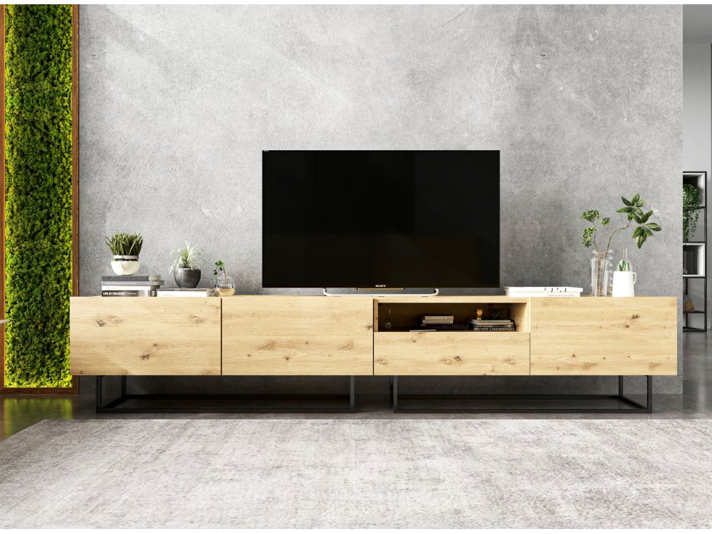Szafka RTV ENJOY Loft Industrialna z Szufladą 120 cm, Stelaż, kolor Dąb Artisan, Dobra Cena | Meble Lindner