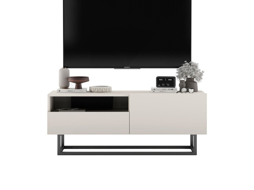 Szafka Stojąca RTV Loft Industrialna ENJOY Kaszmir Mat 120 cm na Czarnej Ramie, Dobra Cena | Meble Lindner