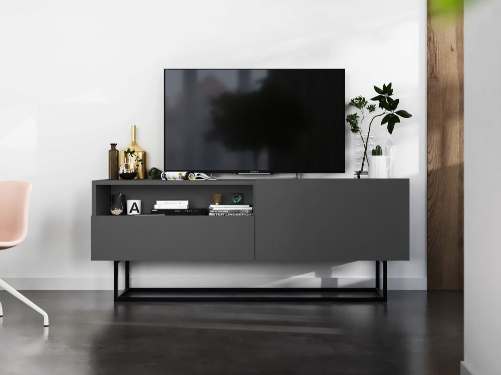Szafka RTV ENJOY Loft Industrialna szuflada 120 cm stelaż kolor grafit