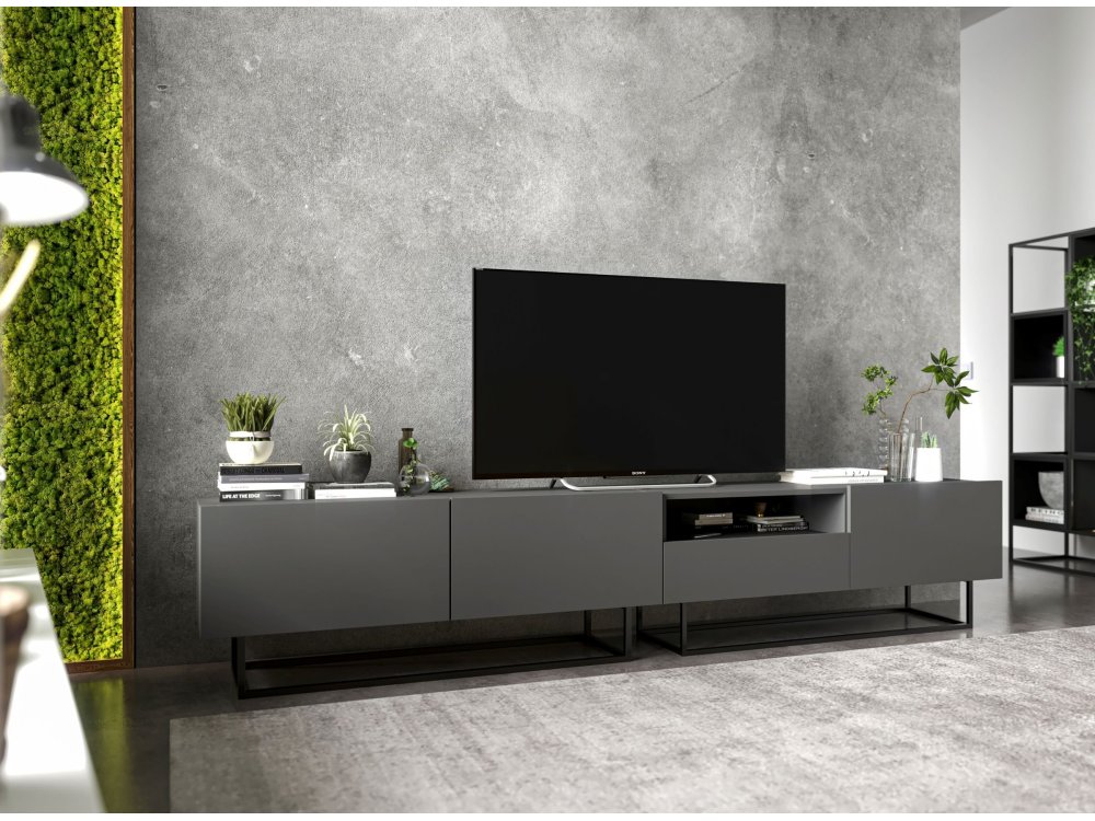 Szafka RTV ENJOY Loft Industrialna szuflada 120 cm stelaż kolor grafit