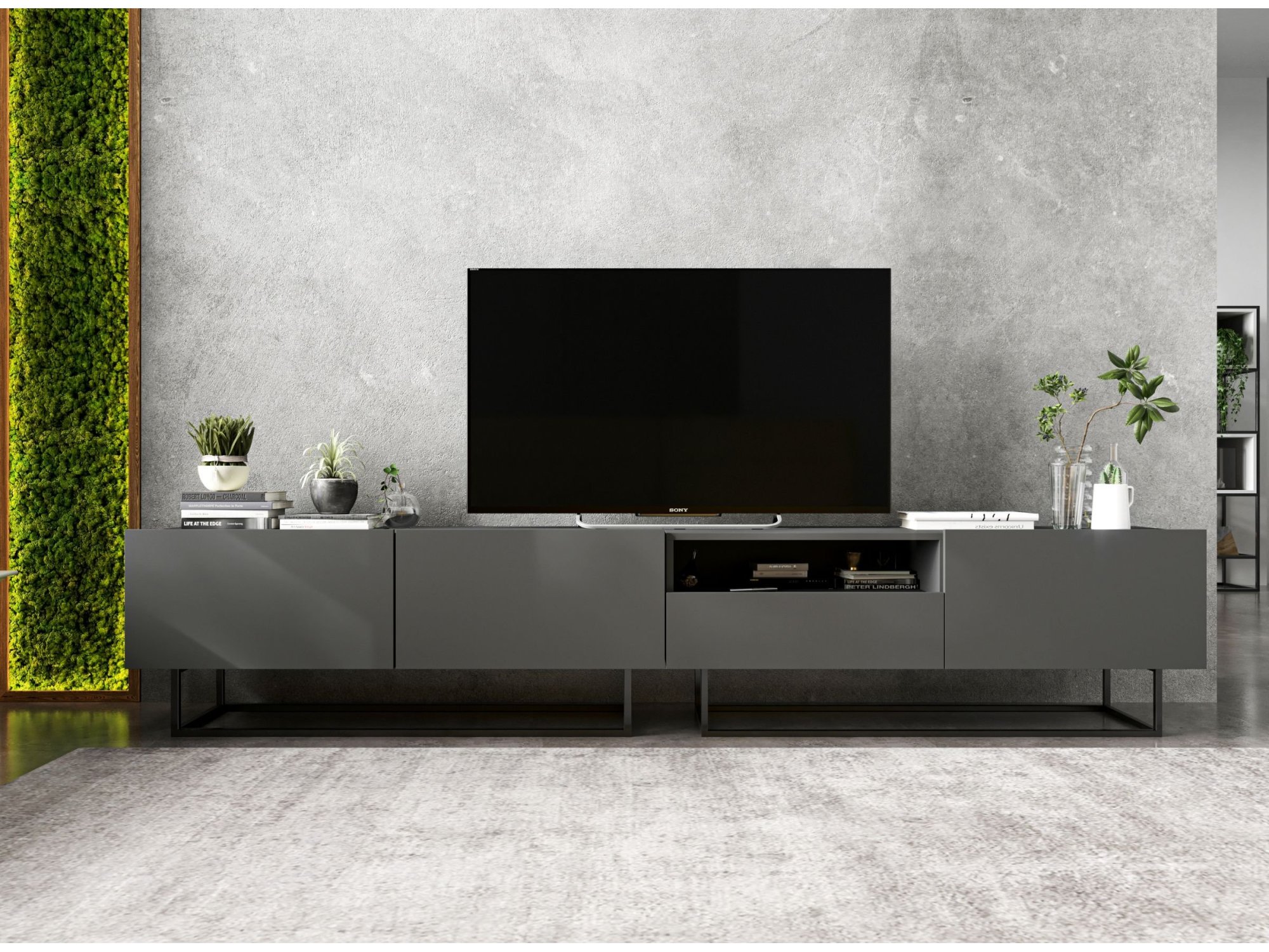 Szafka RTV ENJOY Loft Industrialna szuflada 120 cm stelaż kolor grafit