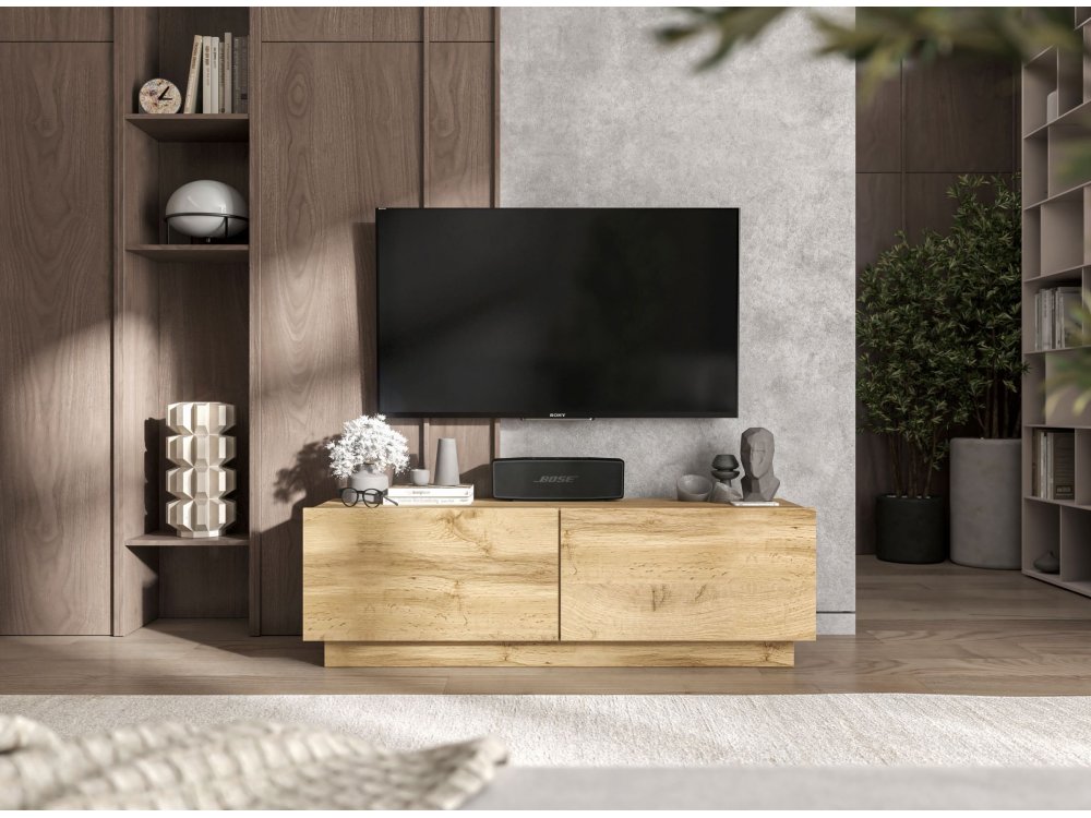 Stojąca Szafka RTV Loft Industrialna ENJOY Dąb Artisan Mat 120 cm na cokole, Sklep Online | Meble Lindner