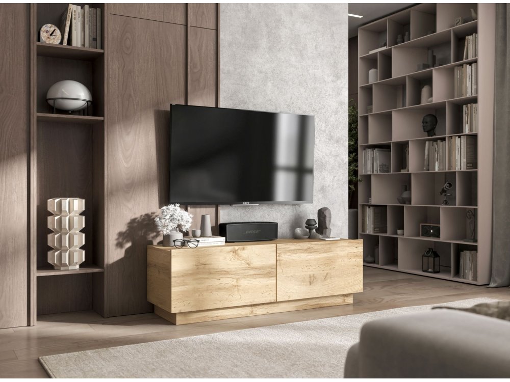 Stojąca Szafka RTV Loft Industrialna ENJOY Dąb Artisan Mat 120 cm na cokole, Sklep Online | Meble Lindner