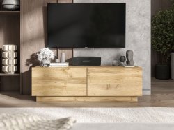Stojąca Szafka RTV Loft Industrialna ENJOY Dąb Artisan Mat 120 cm na cokole, Sklep Online | Meble Lindner