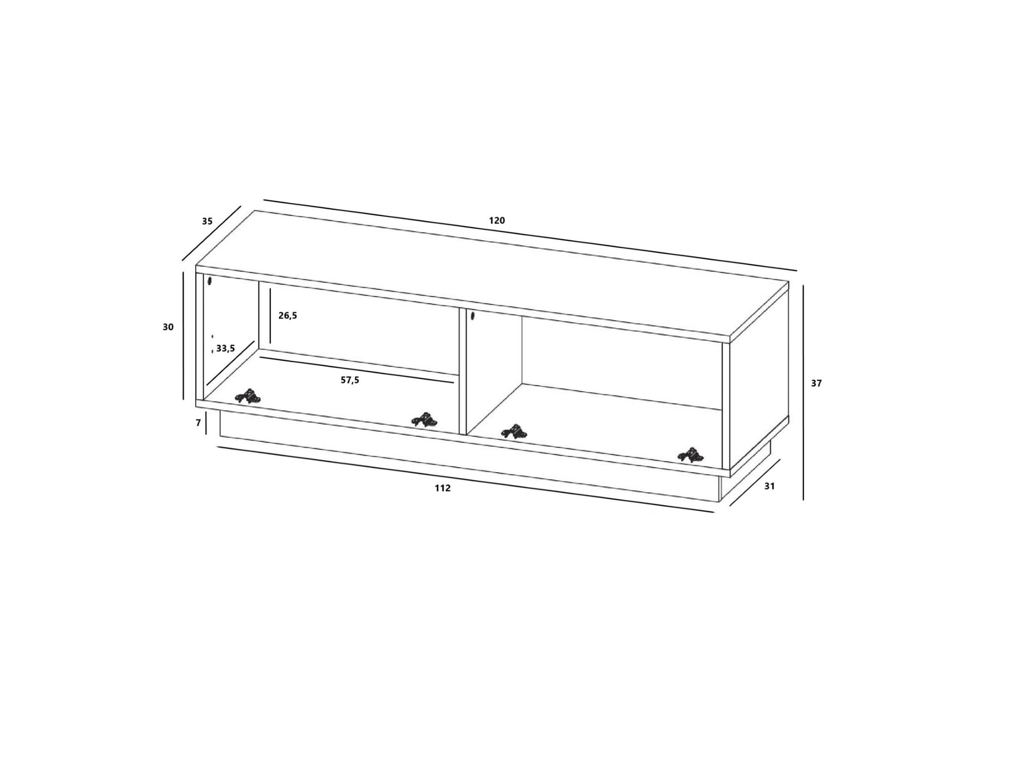 Stojąca Szafka RTV Loft Industrialna ENJOY Dąb Artisan Mat 120 cm na cokole, Sklep Online | Meble Lindner