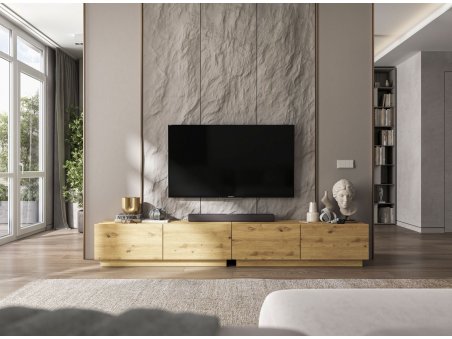 Stojąca Szafka RTV Loft Industrialna ENJOY Dąb Artisan Mat 120 cm na cokole, Sklep Online | Meble Lindner