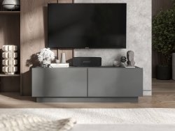 Stojąca szafka RTV Loft Industrialna ENJOY Grafit Mat 120 cm na cokole