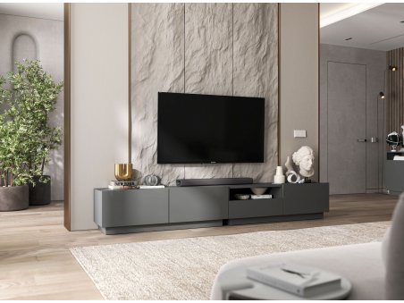 Stojąca szafka RTV Loft Industrialna ENJOY Grafit Mat 120 cm na cokole