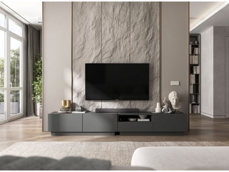 Stojąca szafka RTV Loft Industrialna ENJOY Grafit Mat 120 cm na cokole