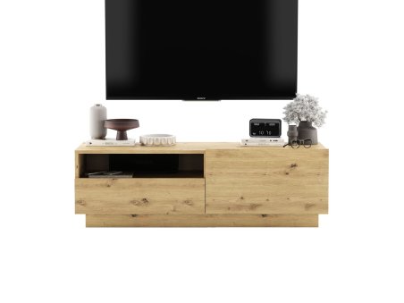 Stojąca szafka RTV Loft Industrialna ENJOY Dąb artisan Mat 120 cm na cokole