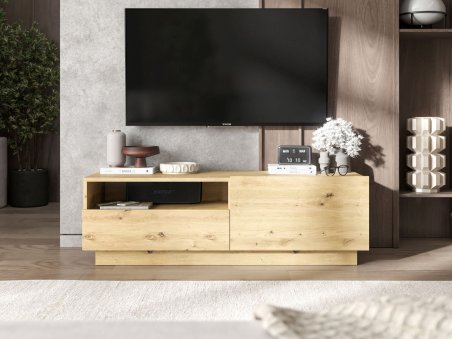 Stojąca szafka RTV Loft Industrialna ENJOY Dąb artisan Mat 120 cm na cokole1