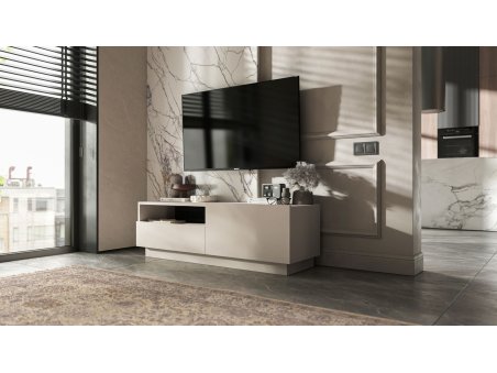 Stojąca szafka RTV Loft Industrialna ENJOY Kaszmir Mat 120 cm na cokole3