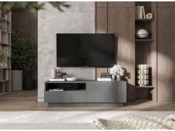 Stojąca szafka RTV Loft Industrialna ENJOY Grafit Mat 120 cm na cokole