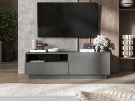 Stojąca szafka RTV Loft Industrialna ENJOY Grafit Mat 120 cm na cokole1