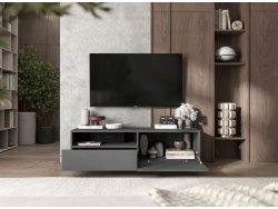 Stojąca szafka RTV Loft Industrialna ENJOY Grafit Mat 120 cm na cokole