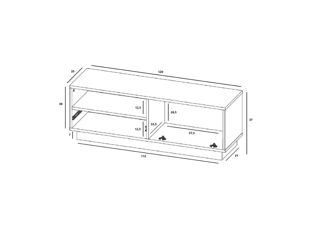 Stojąca szafka RTV Loft Industrialna ENJOY Grafit Mat 120 cm na cokole