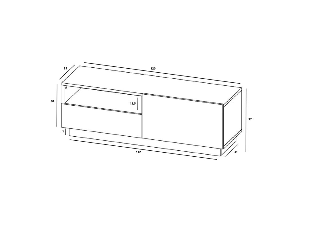 Stojąca szafka RTV Loft Industrialna ENJOY Grafit Mat 120 cm na cokole