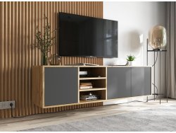 Wisząca szafka RTV APOLLO Loft 150 cm  Dąb wotan/grafit MAT