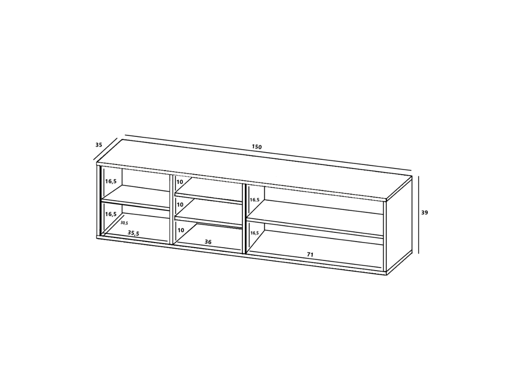 Wisząca szafka RTV APOLLO Loft 150 cm  Dąb wotan/grafit MAT