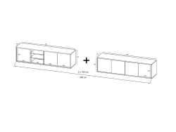 Wisząca szafka RTV Loft Industrialna APOLLO Dąb Wotan / Grafit Mat 300 cm
