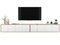 Wisząca Szafka RTV Loft 300 cm Apollo, Biała/Dąb Wotan, Dobra Cena, Sklep Online | Meble Lindner