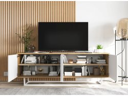 Szafka RTV Loft APOLLO 300 cm, Biała/Dąb Wotan, Dobra Cena, Sklep Online | Meble Lindner