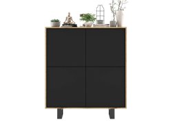 Stojąca komoda RTV Loft Industrialna APOLLO Dąb Wotan / Czarny Mat 113 cm na czarnych nóżkach