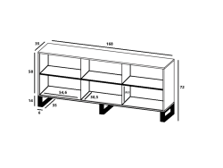 Stojąca komoda RTV Loft Industrialna APOLLO Dąb Wotan / Grafit Mat 168 cm na czarnych nóżkach