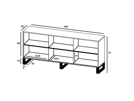 Stojąca komoda RTV Loft Industrialna APOLLO Dąb Wotan / Grafit Mat 168 cm na czarnych nóżkach