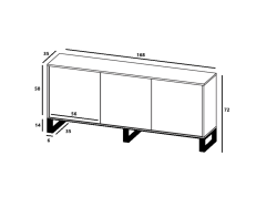 Stojąca komoda RTV Loft Industrialna APOLLO Dąb Wotan / Grafit Mat 168 cm na czarnych nóżkach