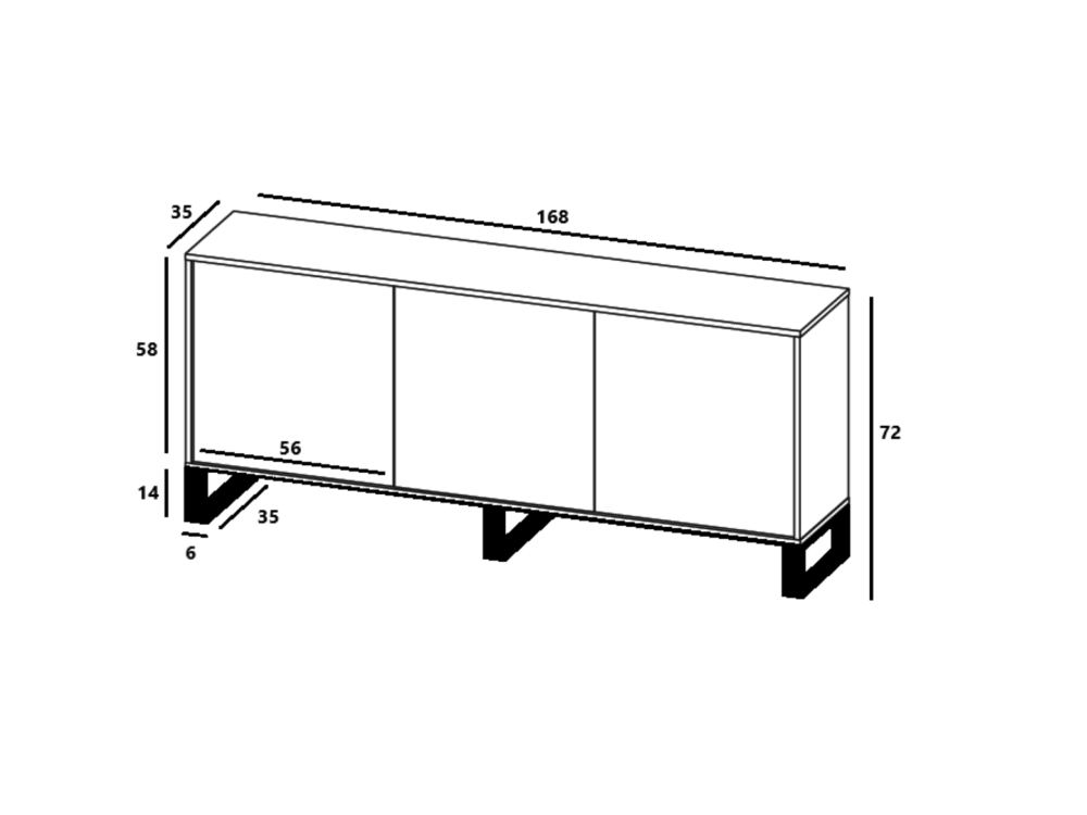 Stojąca komoda RTV Loft Industrialna APOLLO Dąb Wotan / Grafit Mat 168 cm na czarnych nóżkach