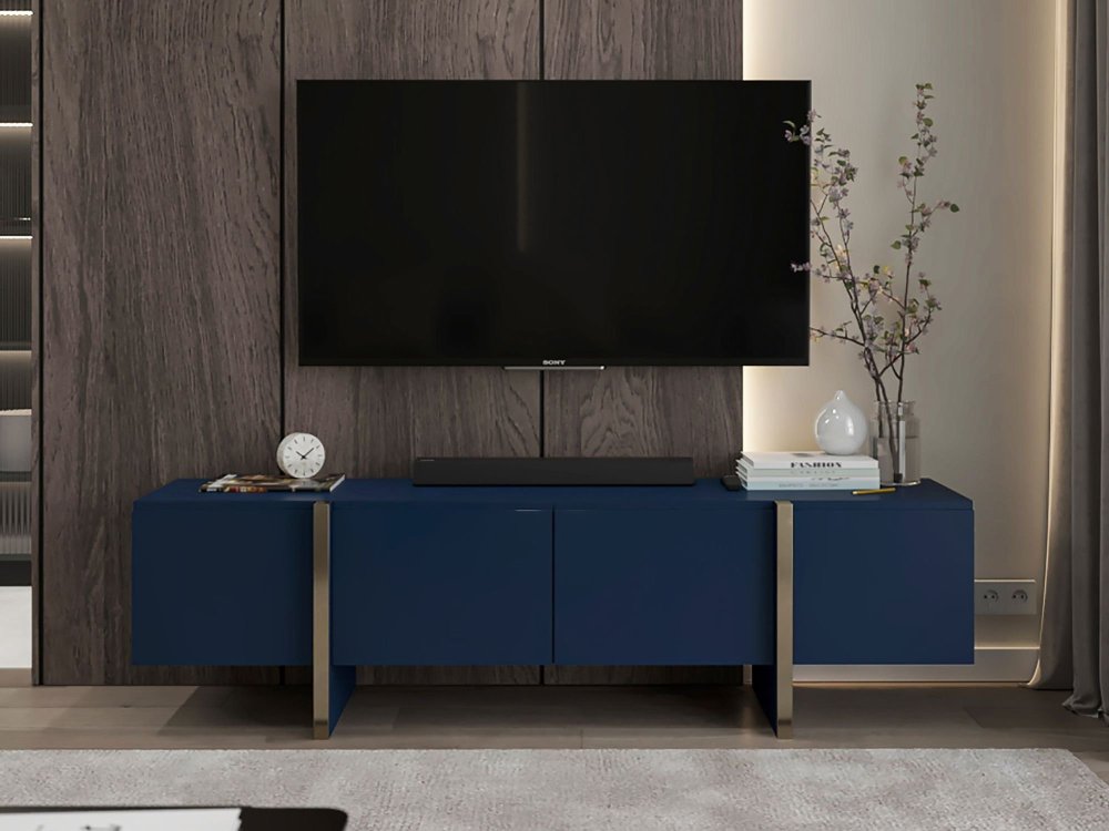 Stojąca szafka RTV Glamour KENZO Granatowy Mat 180 cm na nóżkach