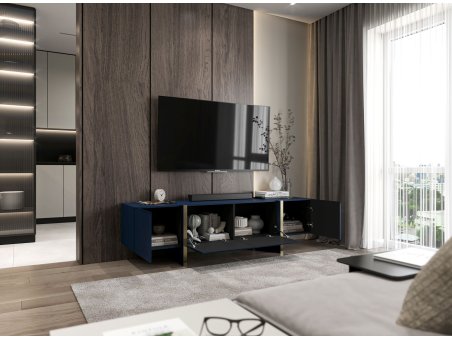 Stojąca szafka RTV Glamour KENZO Granatowy Mat 180 cm na nóżkach