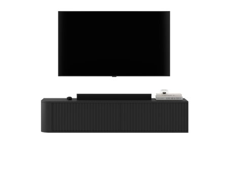Wisząca Narożna szafka RTV Glamour Komoda AURORA Czarny Mat 140 cm