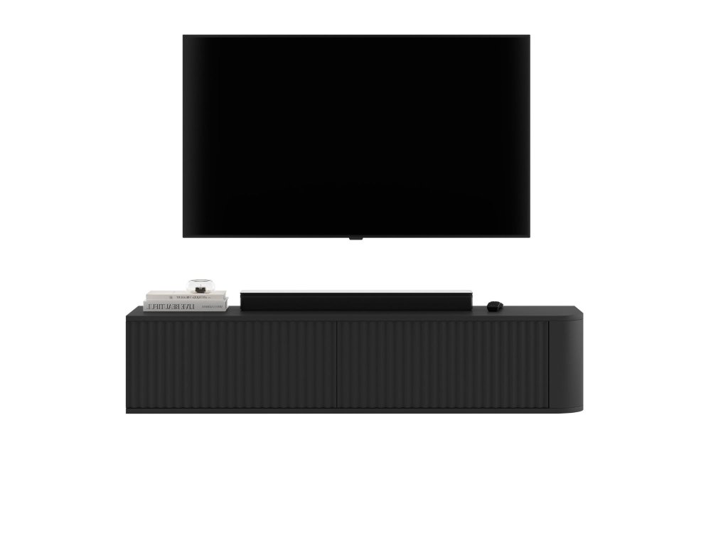 Wisząca Narożna szafka RTV Glamour AURORA Czarny Mat 140 cm