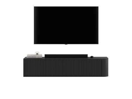 Wisząca Narożna szafka RTV Glamour AURORA Czarny Mat 140 cm