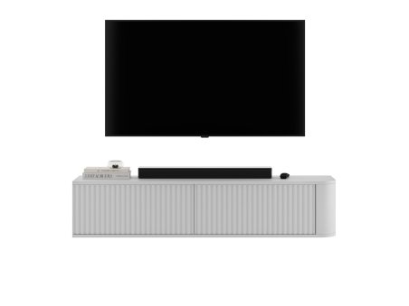 Wisząca Narożna szafka RTV Glamour AURORA Biały Mat 140 cm