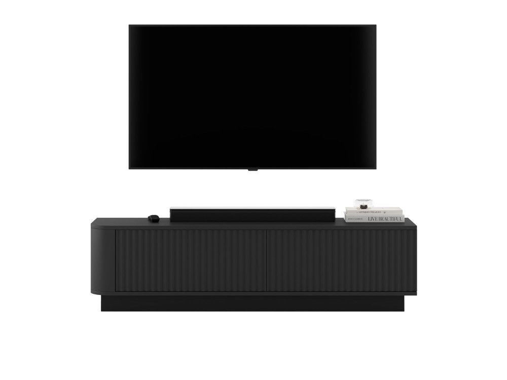 Stojąca szafka RTV Glamour AURORA Czarny Mat 140 cm cokół